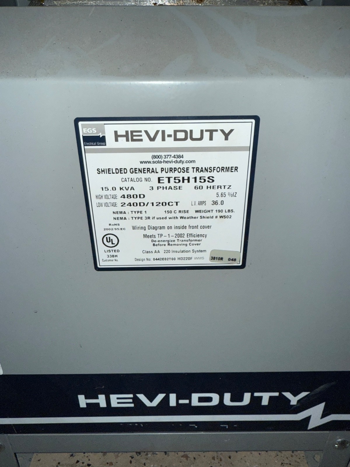 Sola/Hevi-Duty HS1F1BS 1 Phase Power Transformer