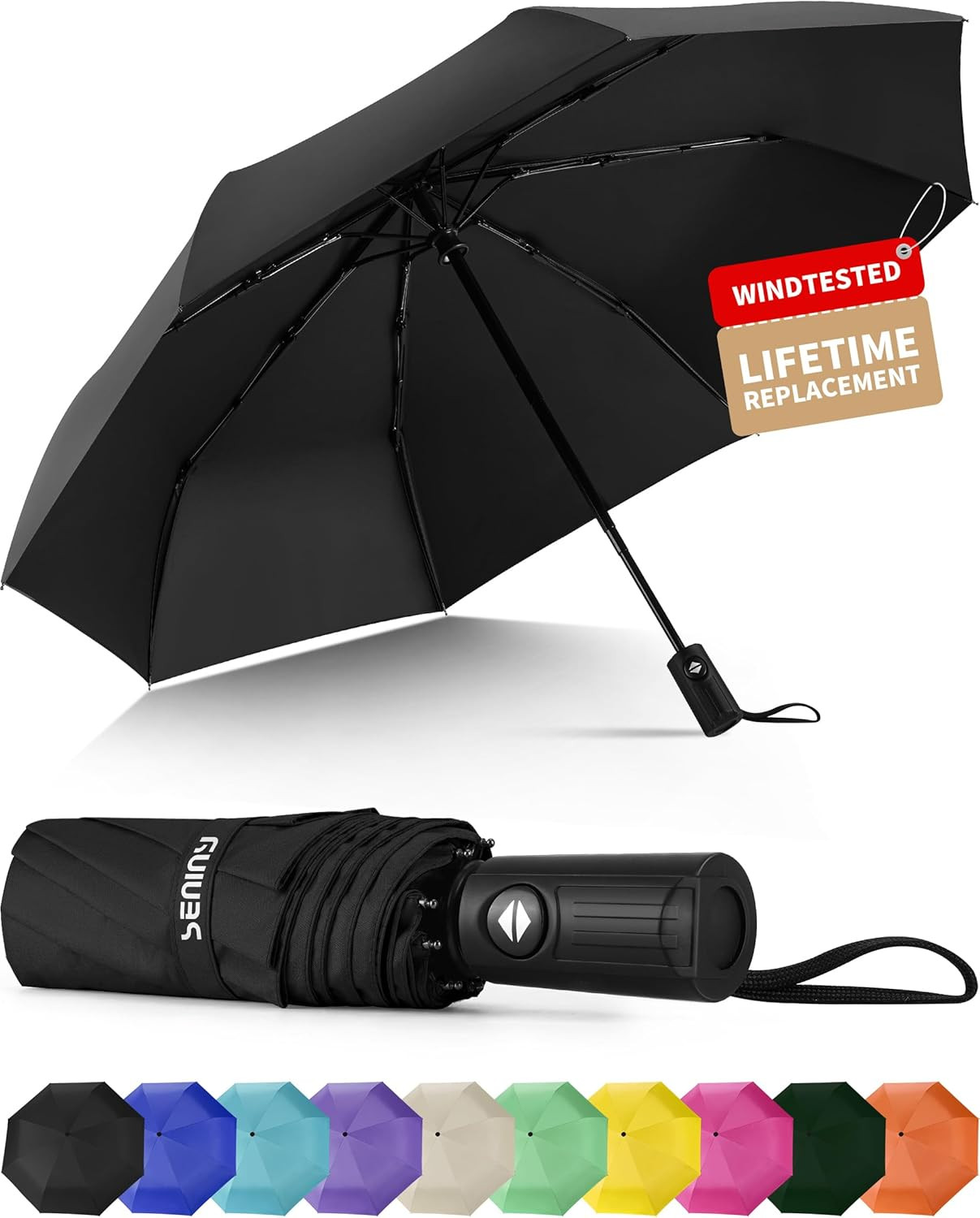 Windproof Travel Umbrella, Automatic Umbrellas for Rain, Portable & Compact Umbr