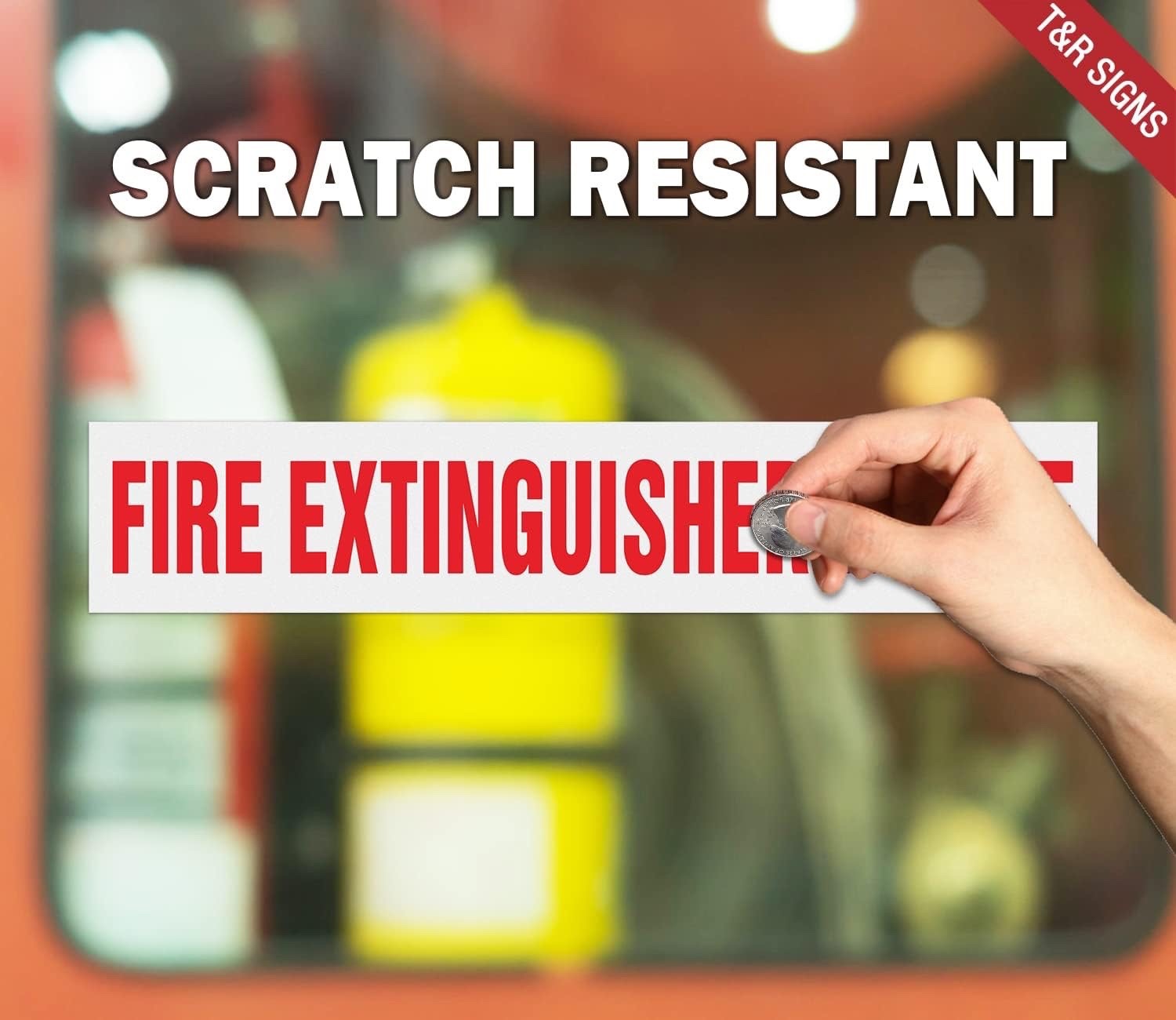 🔥🧯(TWO) 1.5x9 Vinyl Fire Extinguisher Inside Sign self adhesive Reflective🔥🧯