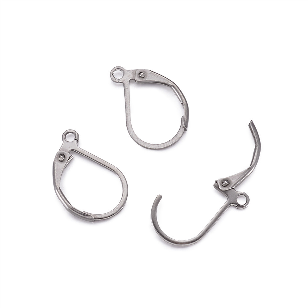 100 pcs 201 Stainless Steel Leverback Earrings Findings Steel Color 13x10x1.5mm