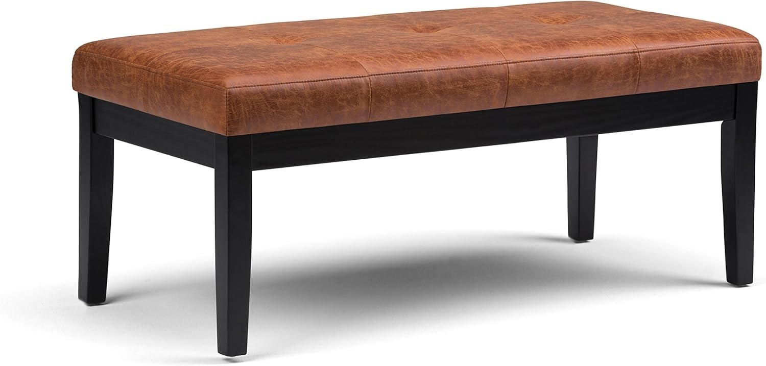 Tufted Ottoman Bench Entryway End Bed Hallway Living Room Table Faux Leather 41"