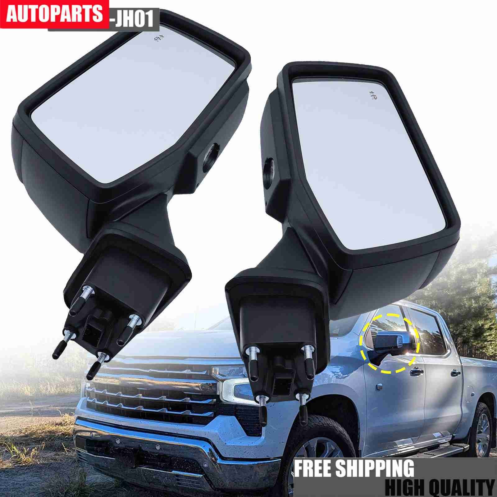 Manual Fold Mirrors+Heated/Blind spot/Puddle LH+RH For 2019-2025 Silverado 1500