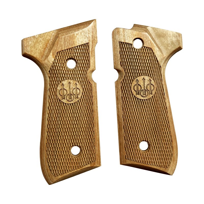 Beretta Grip 92/96 Series Full Size 92FS/92F Checker Wood Grips W/Screw & Wrench