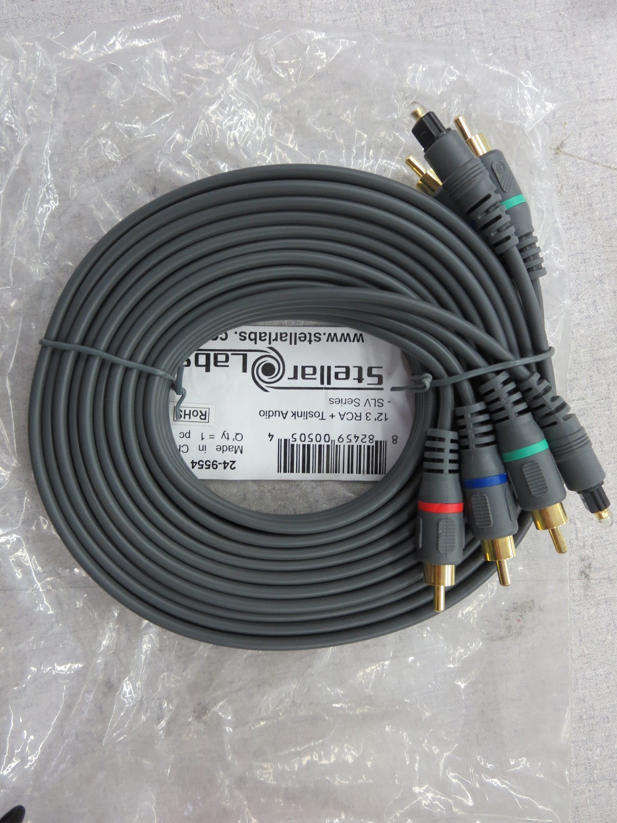 Stellar Labs 12' 3 RCA to Toslink Audio SLV Series 24-9554 New Lot of 2