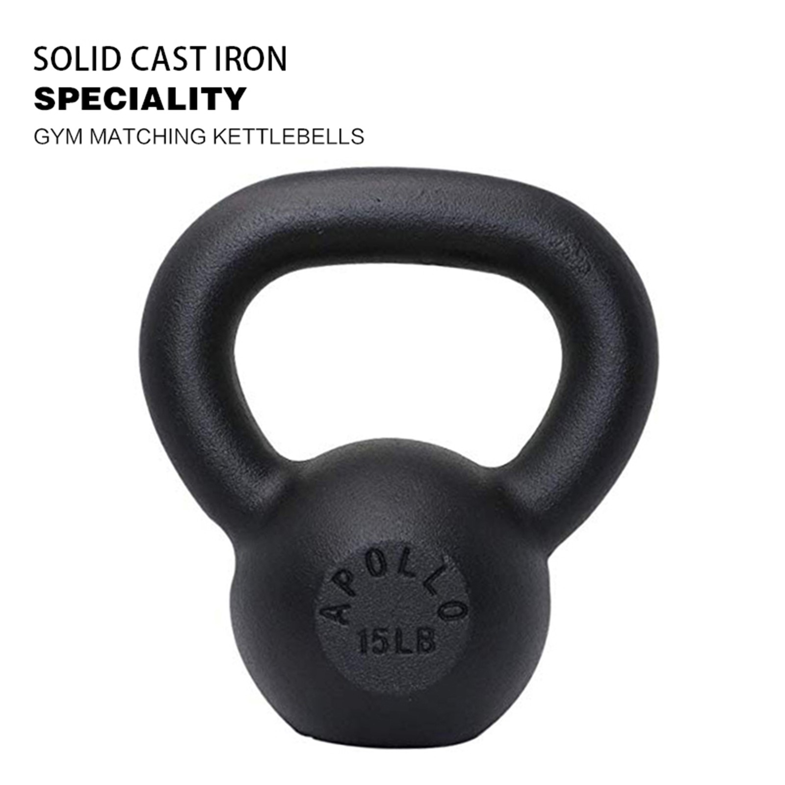 15LBS Solid Cast Iron Kettlebells Ideal for Strength Training, Building Muscles