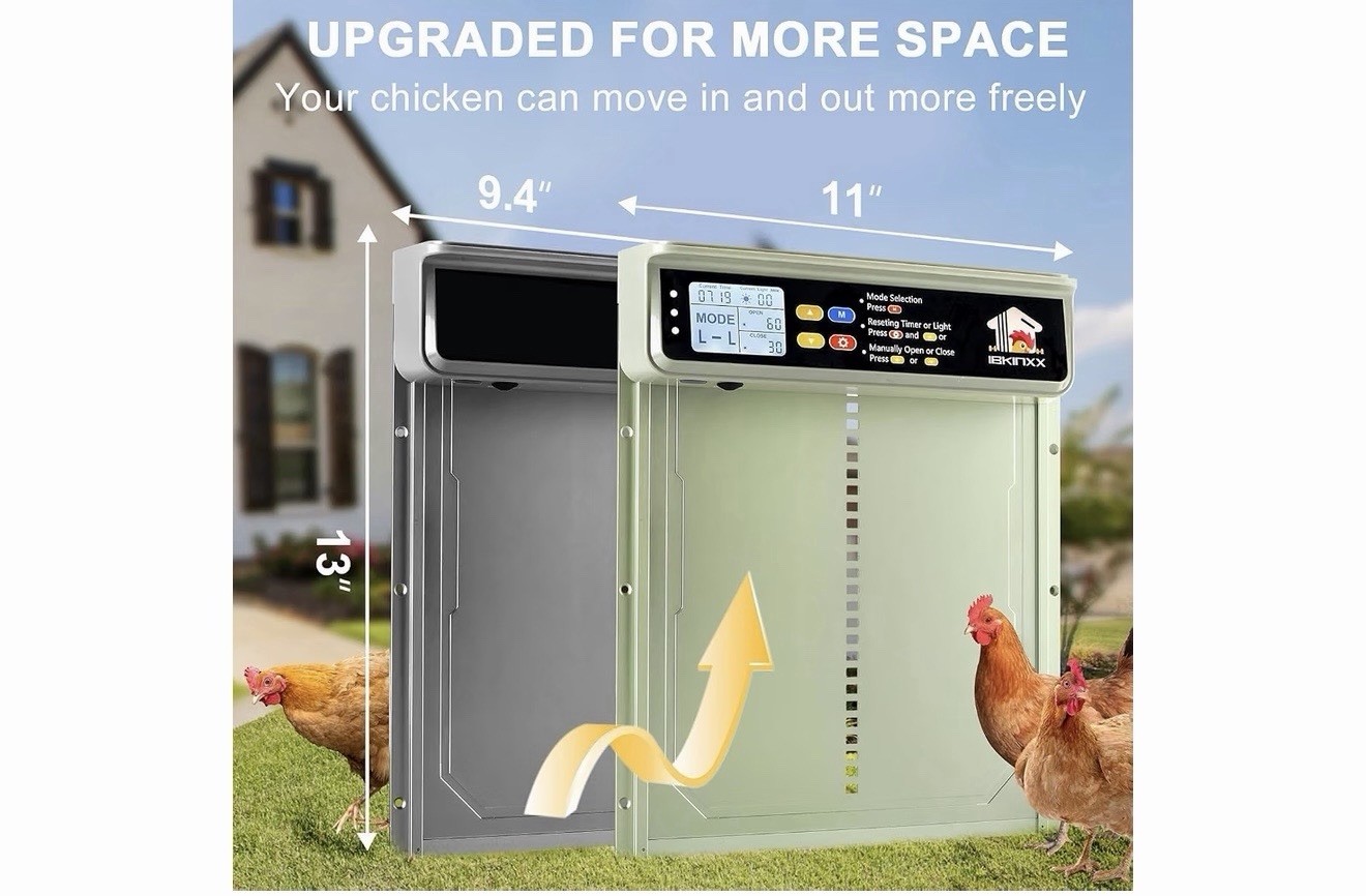 IBKINXX Automatic Chicken Coop Door Solar Powered Remote Control Waterproof