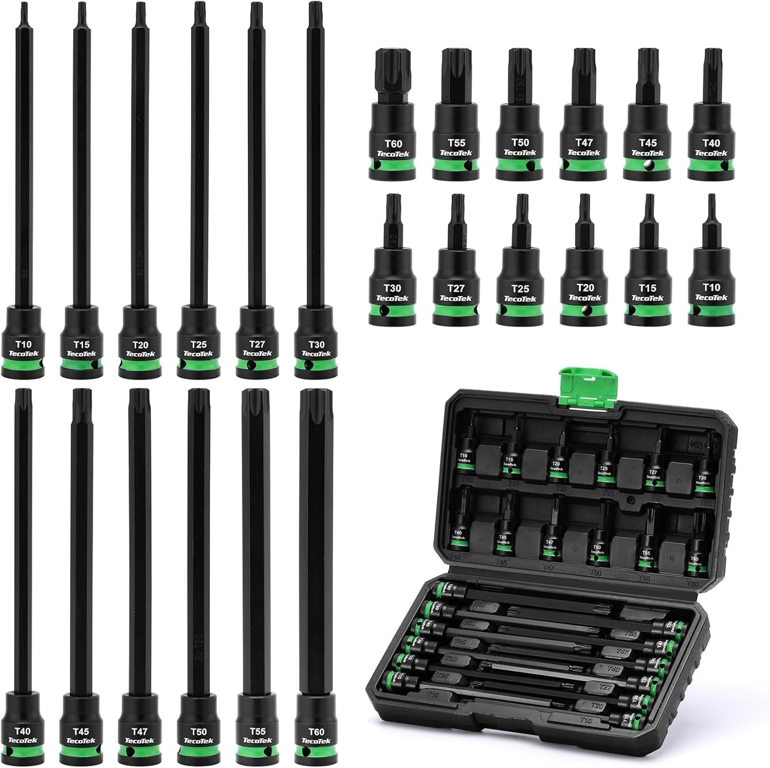 3/8" Drive Impact Torx Bit Socket Set, Extra Long Torx Socket, S2 Alloy Steel...