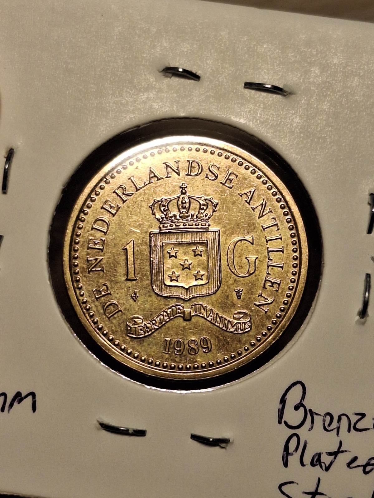 Lower Mintage 1989 Netherlands Antilles 1 Gulden Nice ~AU+/UNC Only 715,000 Ex.
