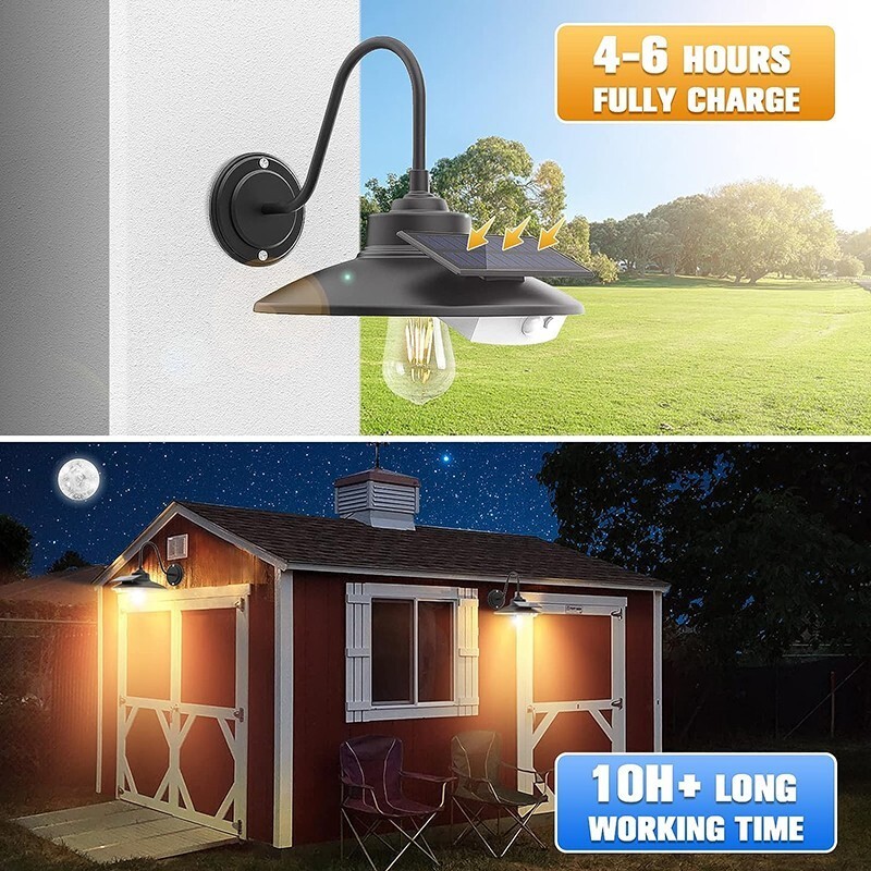 2 Pack Outdoor Solar Barn Light Motion Sensor Wall Light Waterproof Porch Light