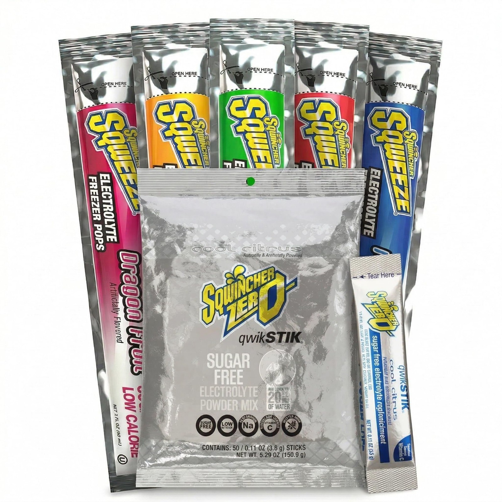 Sqwincher Bundle: (50) Cool Citrus Zero Qwik Stiks (20oz Yield) & (50)...
