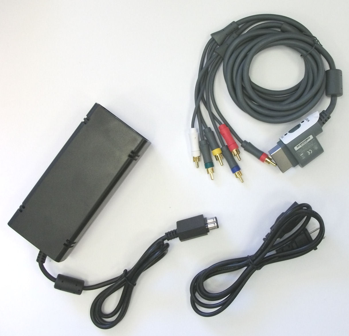New XBox 360 S 360 Slim Power Supply & HD AV Component Cable Hookup Connections