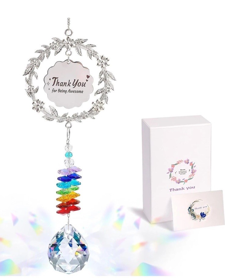 Hanging Crystal Suncatcher Thank You Gift for Woman, Teacher, Friend, Coworker