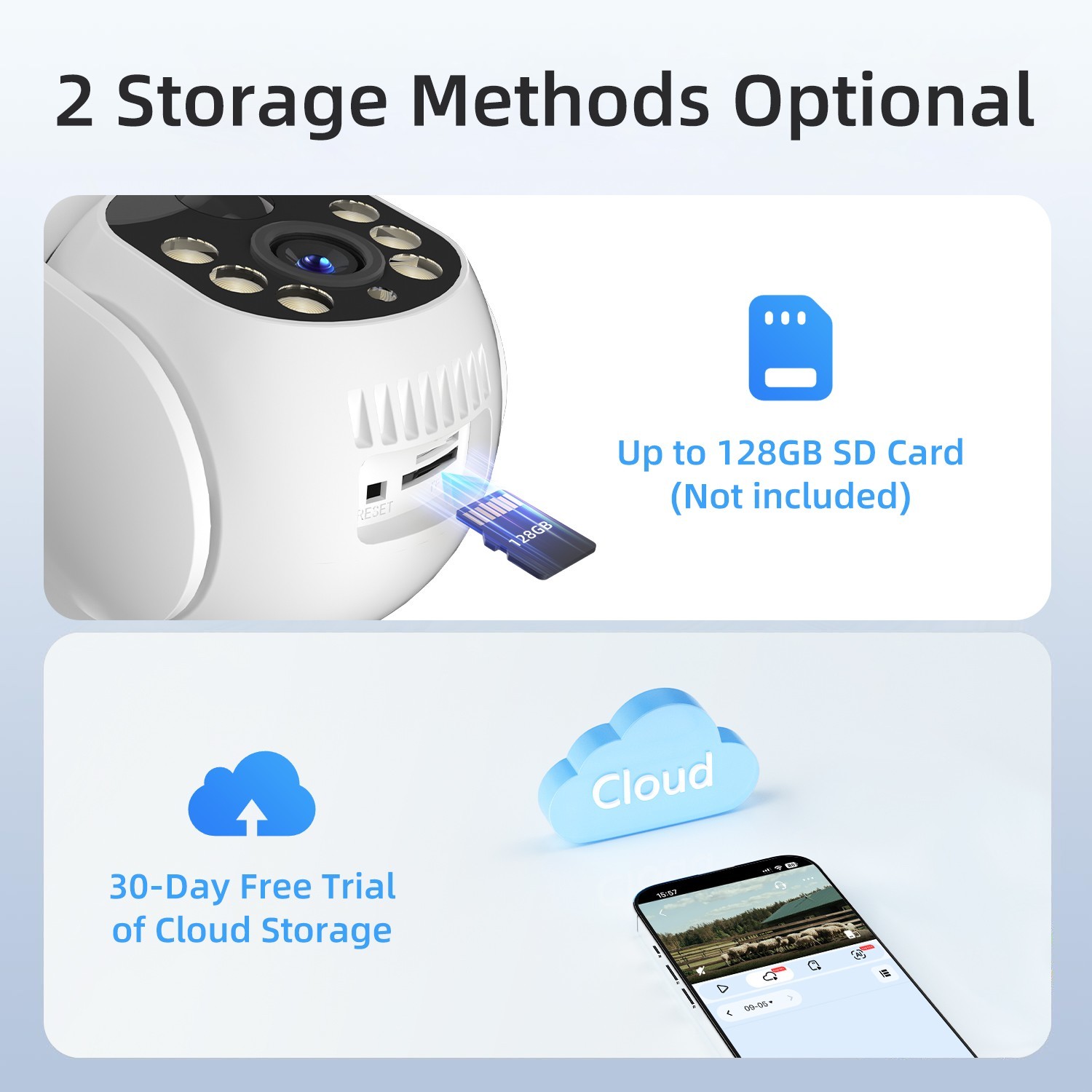4G LTE Cellular Solar Security Camera Wireless Outdoor Built-in SIM Card 2PACK