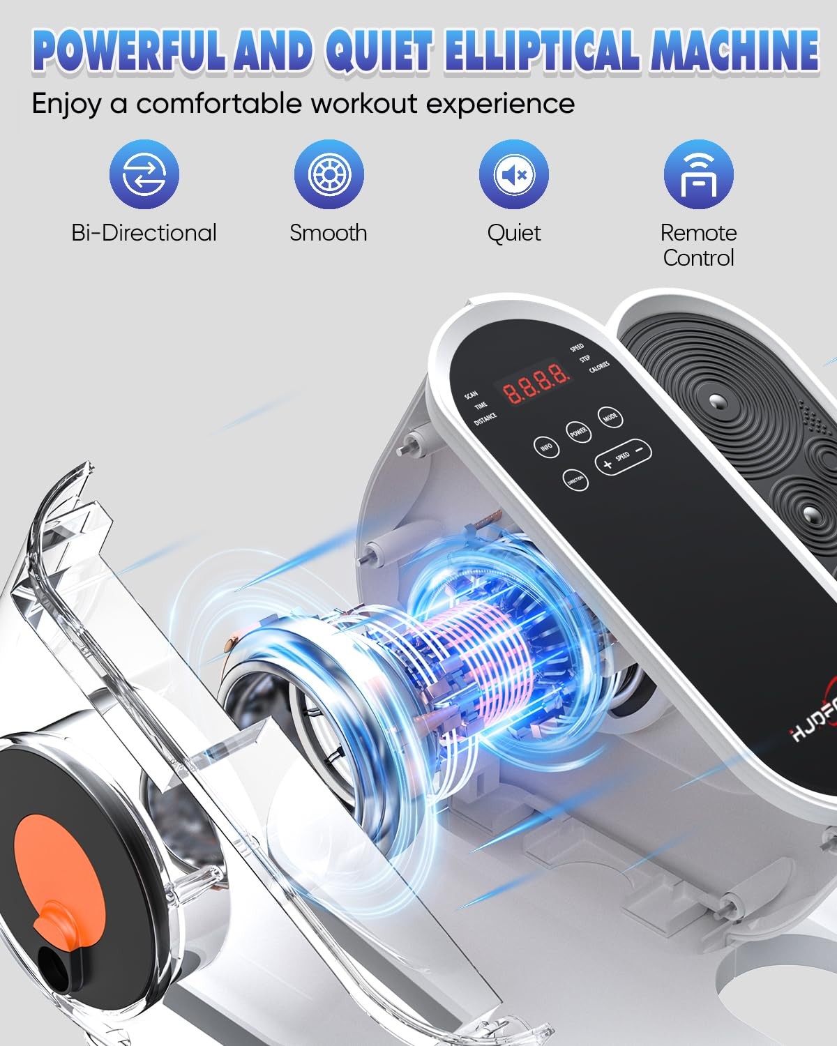 Under Desk Elliptical Machine White 10 Speeds Remote Control Auto & Manual Mode