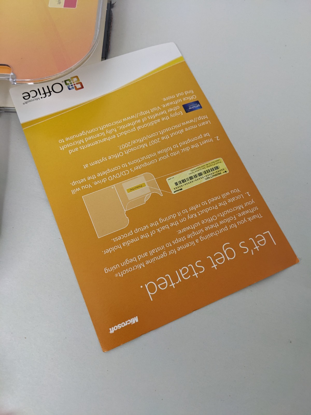 MICROSOFT OFFICE Standard Edition 2007 UPGRADE w/ Key number