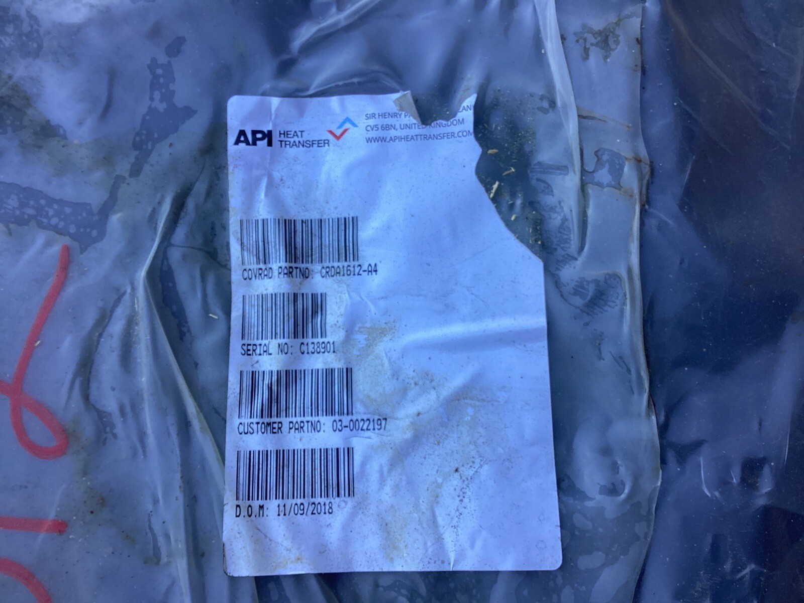 API / Covrad Heat Exchanger CRDA1612-A4