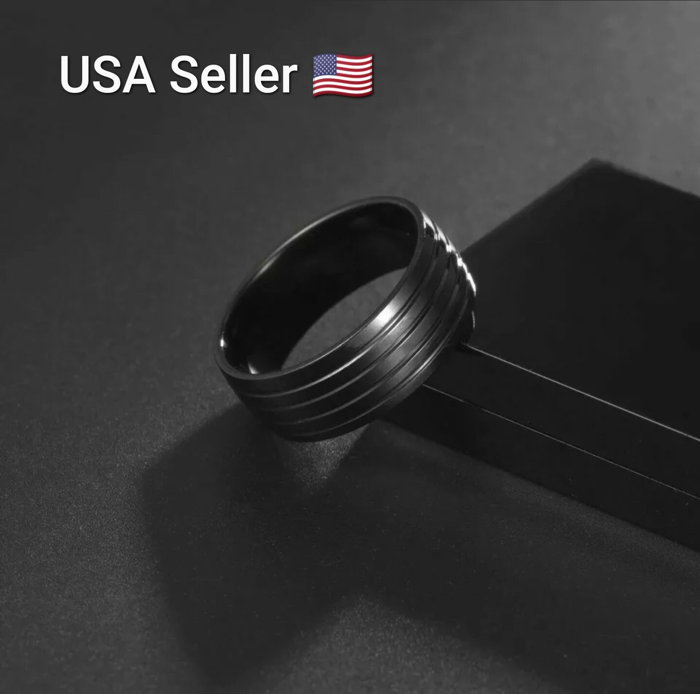 Wide Black Punk Men's Classic Stainless Steel Wedding Rings Rows Pattern Ring