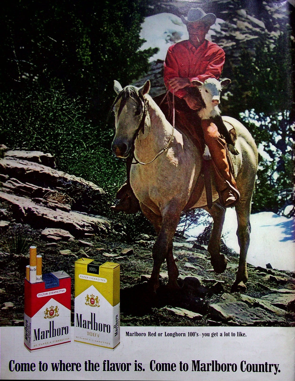 1969 -  Marlboro Cigarettes - Vintage Print Ad - Come to the Flavor - Wall Art