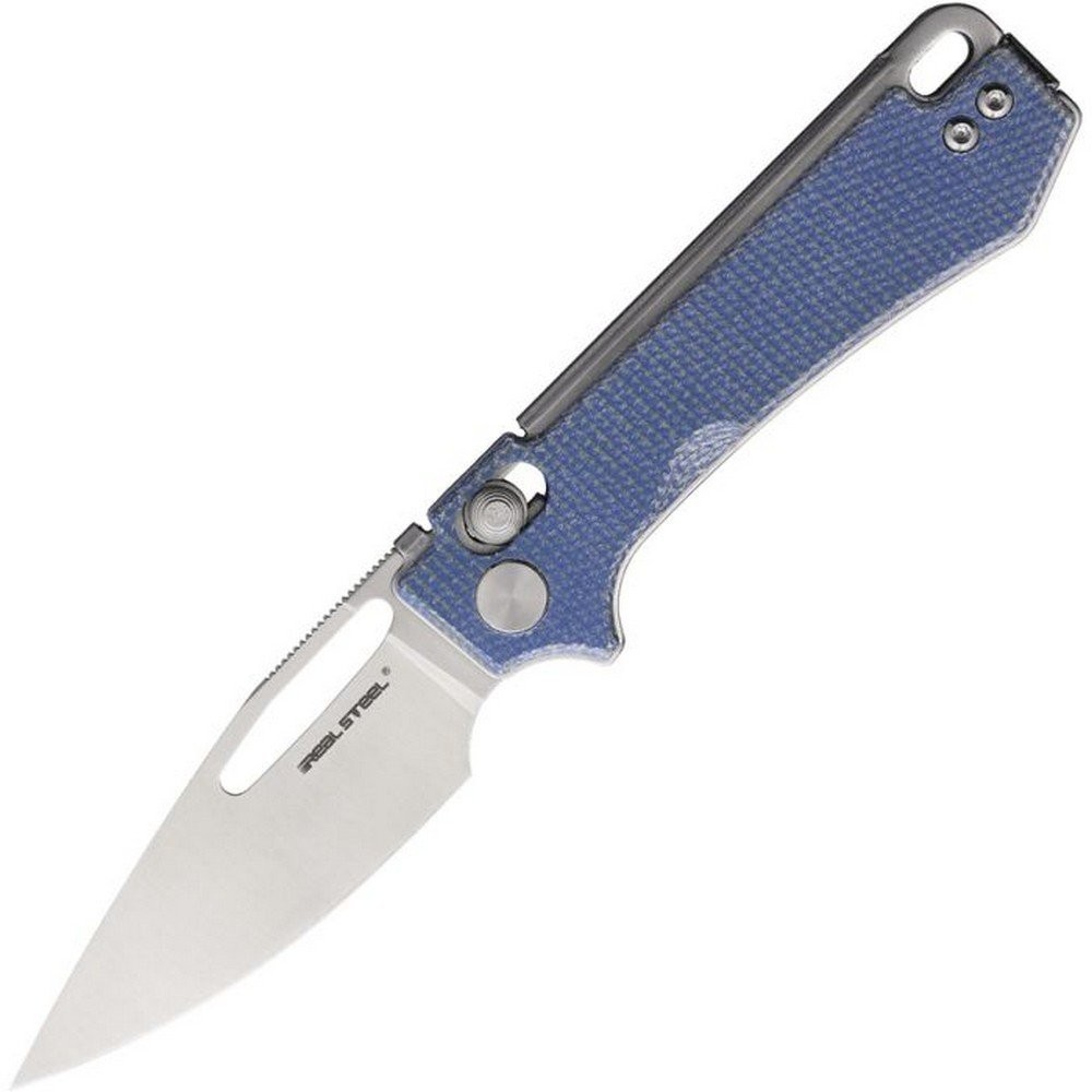 Real Steel Vis 12C27 Blade Denim Canvas Micarta Handle Pocket Knife - 8051DM