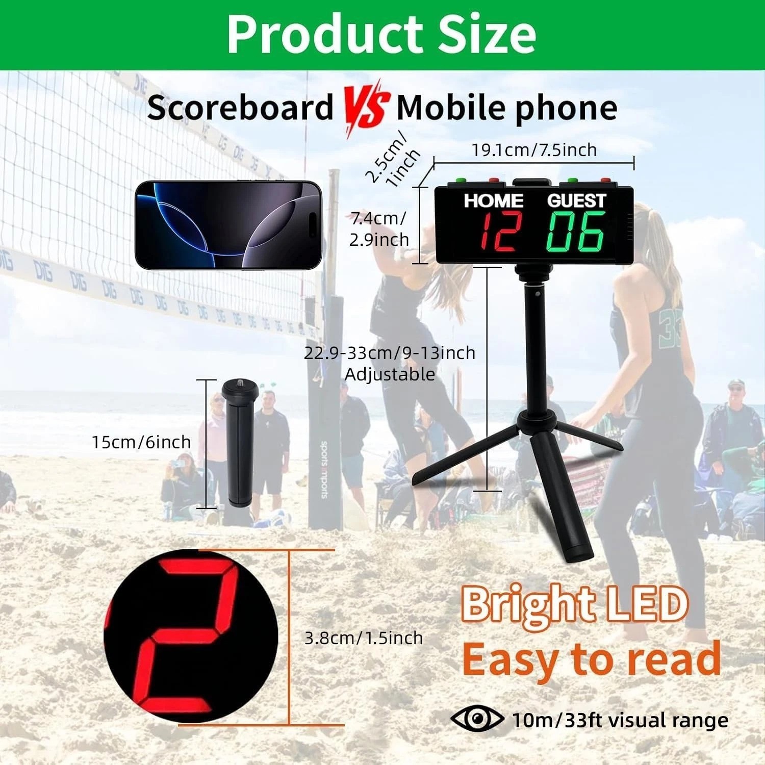 Battery Powered Scoreboard Clock Timer with Buttons, Portable Digital Scorebo...