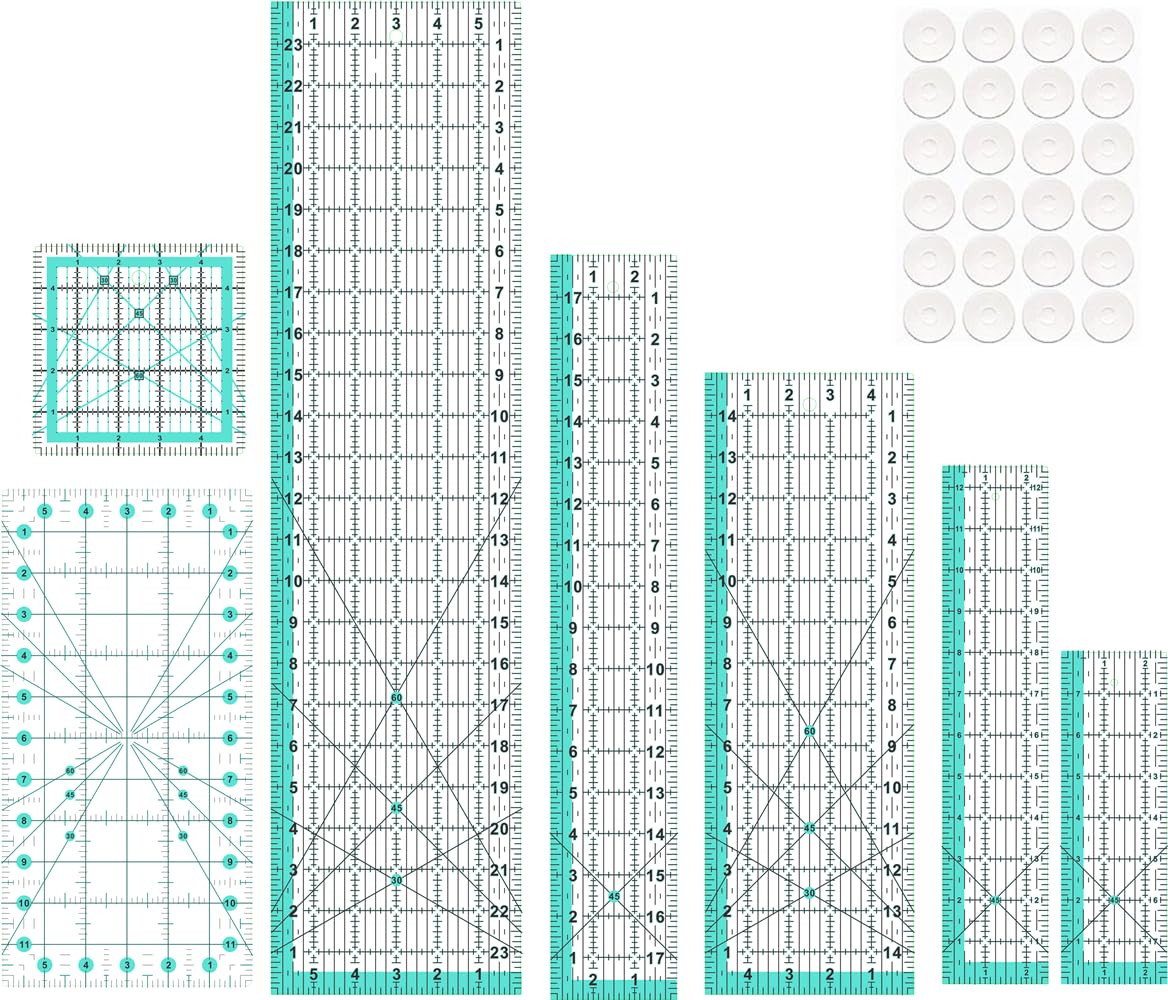 7 Quilting Rulers(6"X24",3"X18",5"X15",2.5"X12.5",6"X12",2.5"X8",5"X5"),Quilting