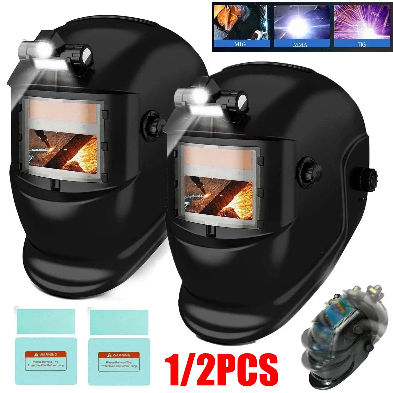 True color Auto Darkening Welding Helmet Arc Tig Mig Grinding Hood Solar Powered