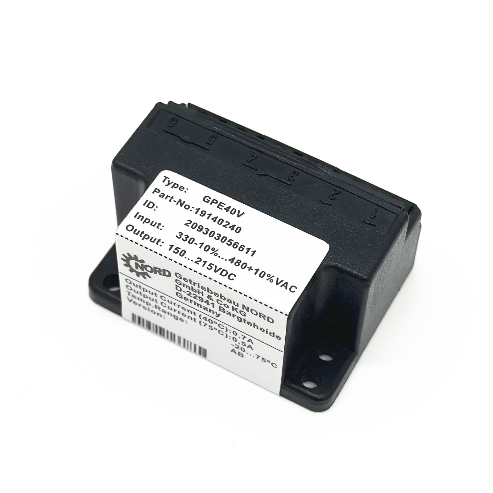 NORD GPE40V 19140240 330-10%...480+10%VAC 150...215VDC brake rectifier module