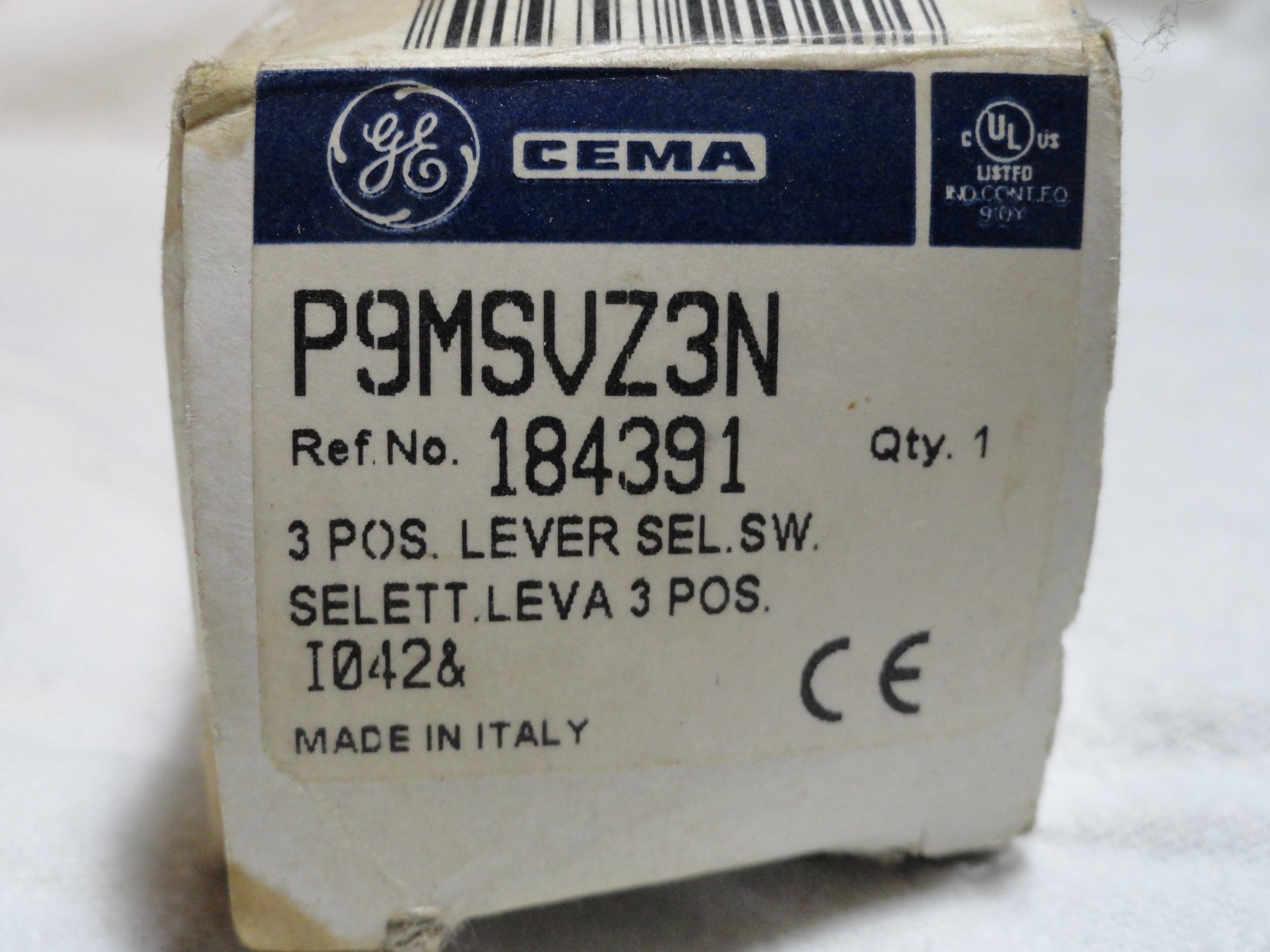 GENERAL ELECTRIC NEW THREE POSITION LEVER SWITCH P9MSVU3N / 184391 FAST SHIPPING