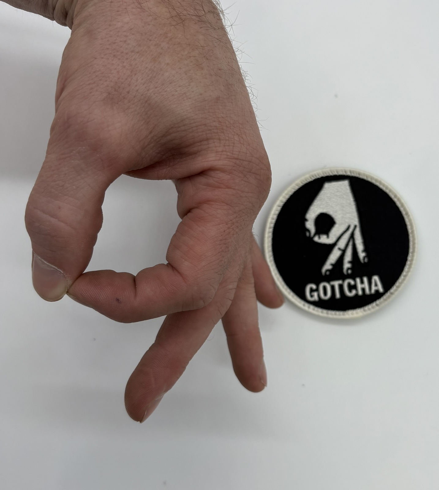 Gotcha Embroidered Patch, 3 in, Hook and Loop