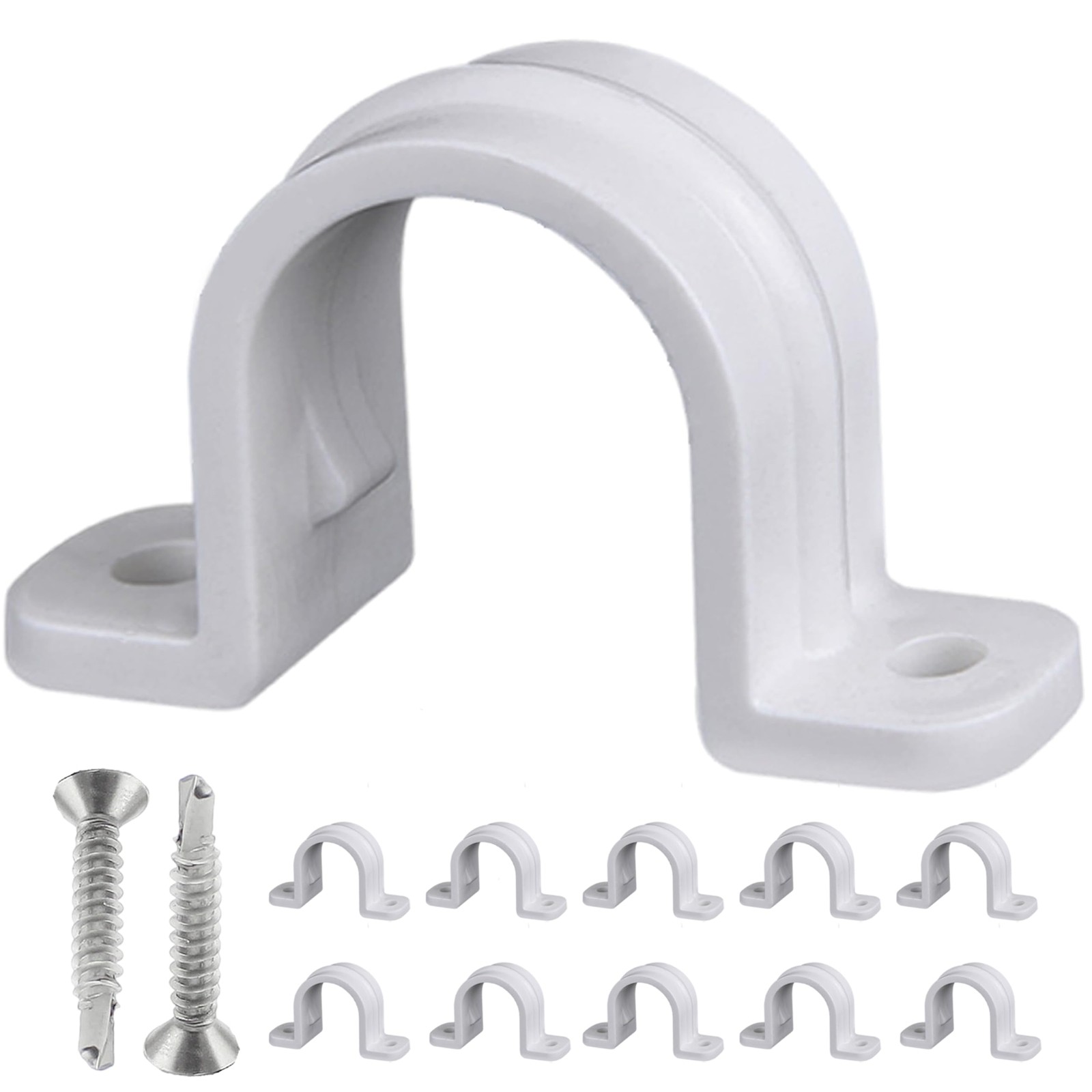 10 Set Pipe Clamps,SCH 1 in (32 MM) PVC Pipe Strap Clips,Two Hole Plastic Pip...