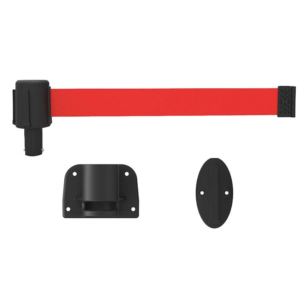 BANNER STAKES PL4106 Retractable Belt Barrier,Caution 45NC37