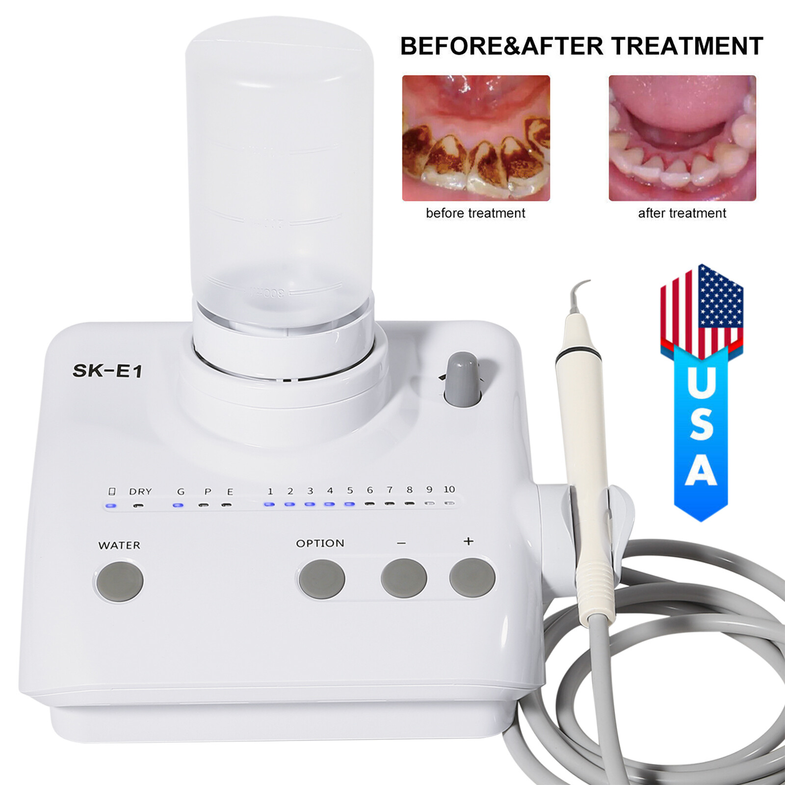 Dental Portable Ultrasonic Piezo Scaler 2*Bottles Fit EMS Cavitron Woodpecker CE