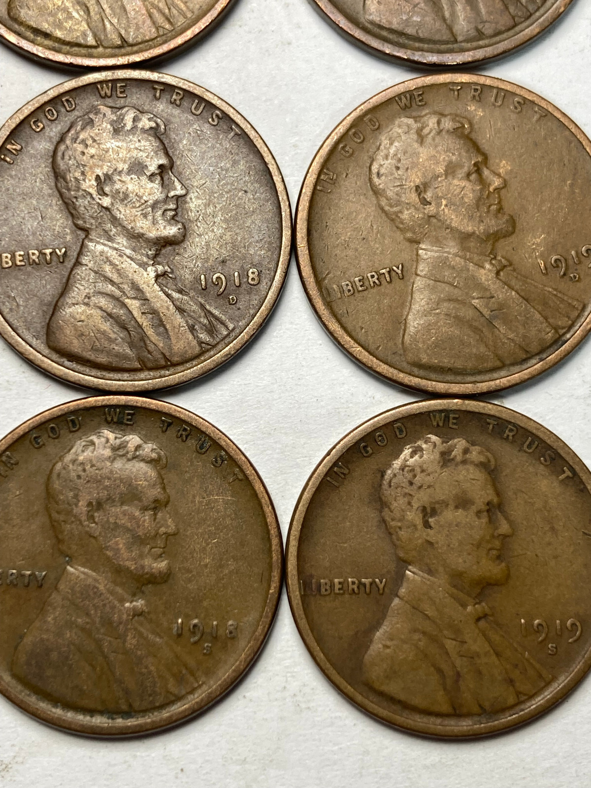 1916-PDS---1919-PDS LINCOLN WHEAT CENT PENNY LOT, 12 COINS, ALL FINE!!