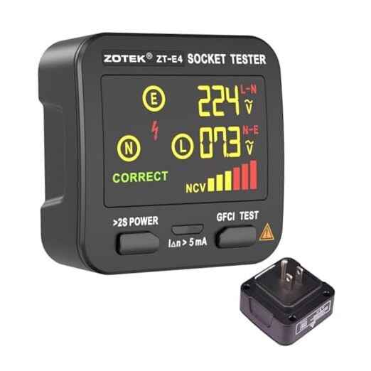 Socket Tester, Plug Tester for Electrical outlets,ZT-E4, Leakage Detector with