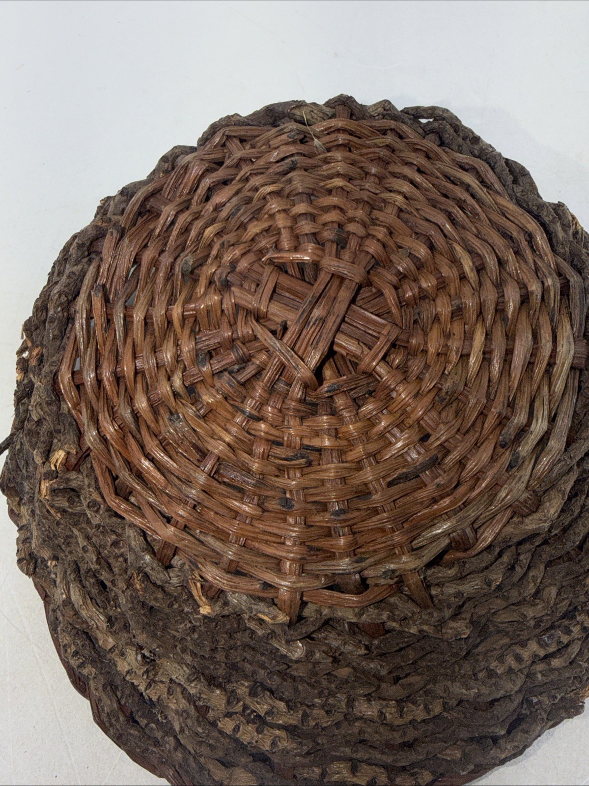 Wicker Rattan Brown Round Woven Basket