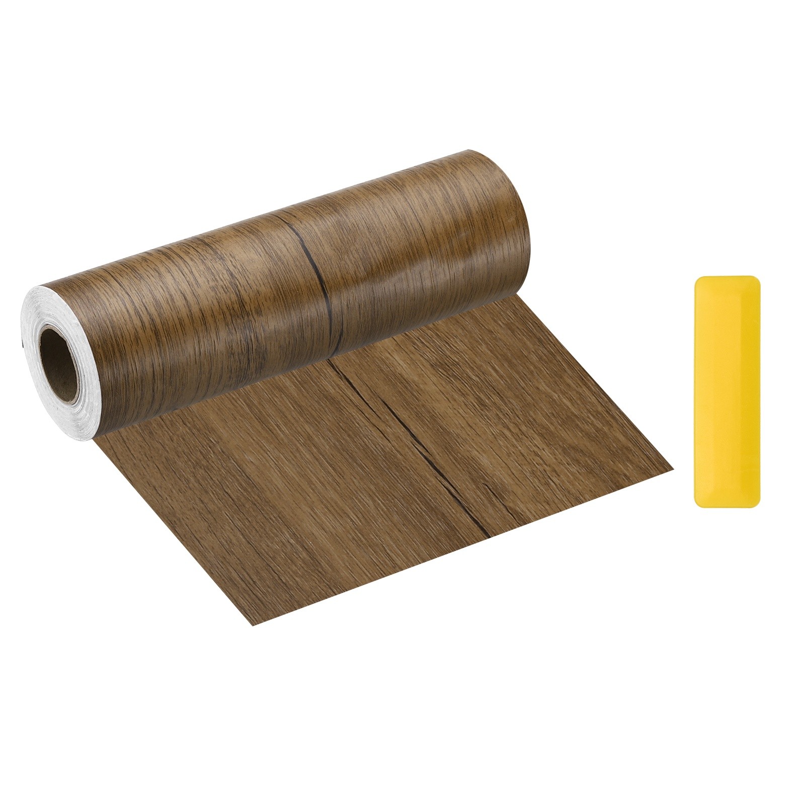 8" x 33ft Self Adhesive Wood Grain Repair Tape with Scraper, Brown Wood