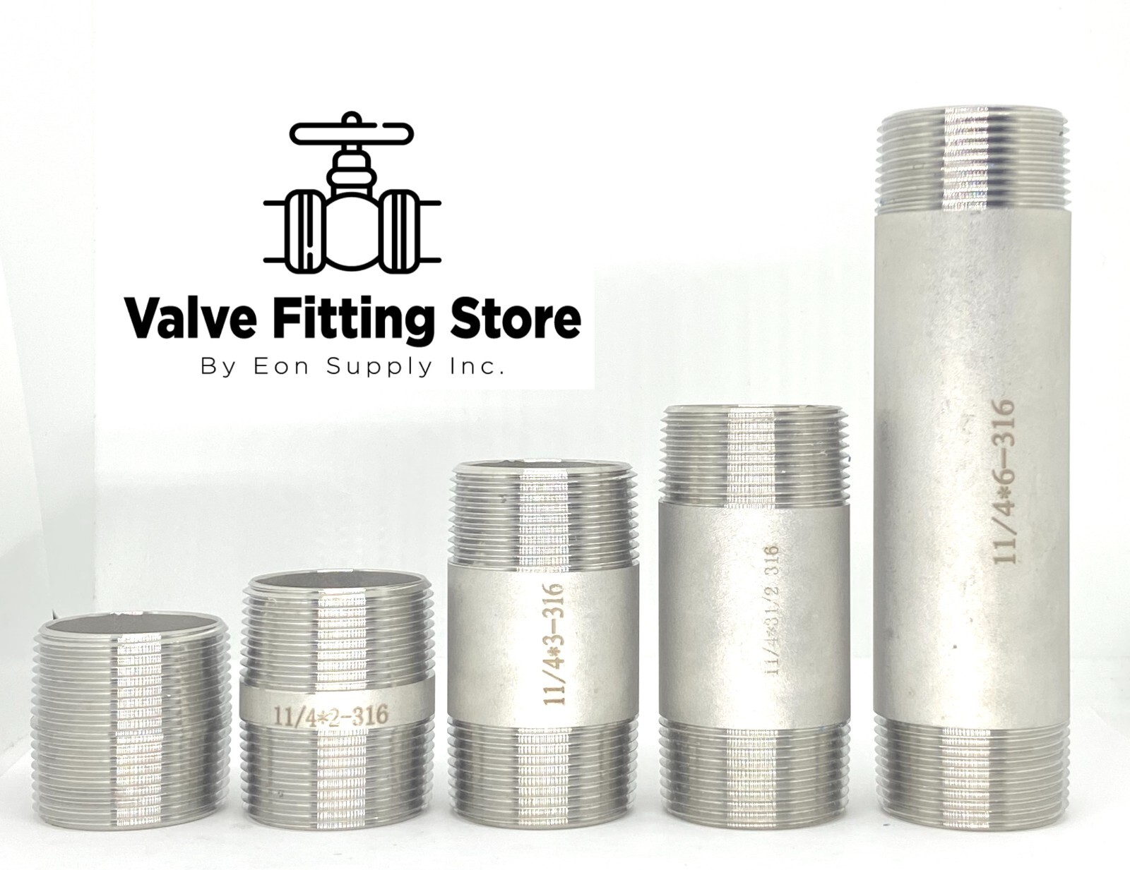 1-1/4" inch Long PIPE NIPPLE NPT Stainless Steel 316 ALL Length Barrel Nipple