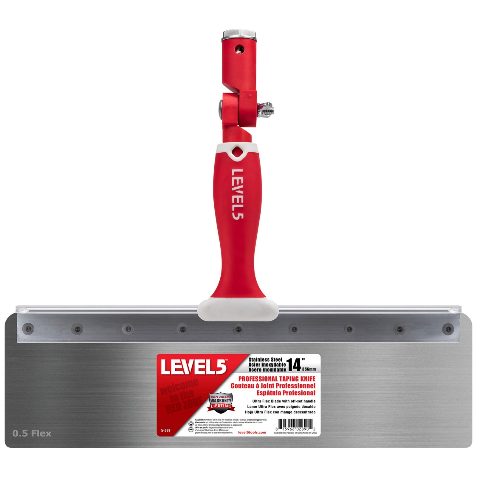 LEVEL5 14" Offset Drywall Taping Knives, Stainless Steel w/ FLEX Blade | 5-387