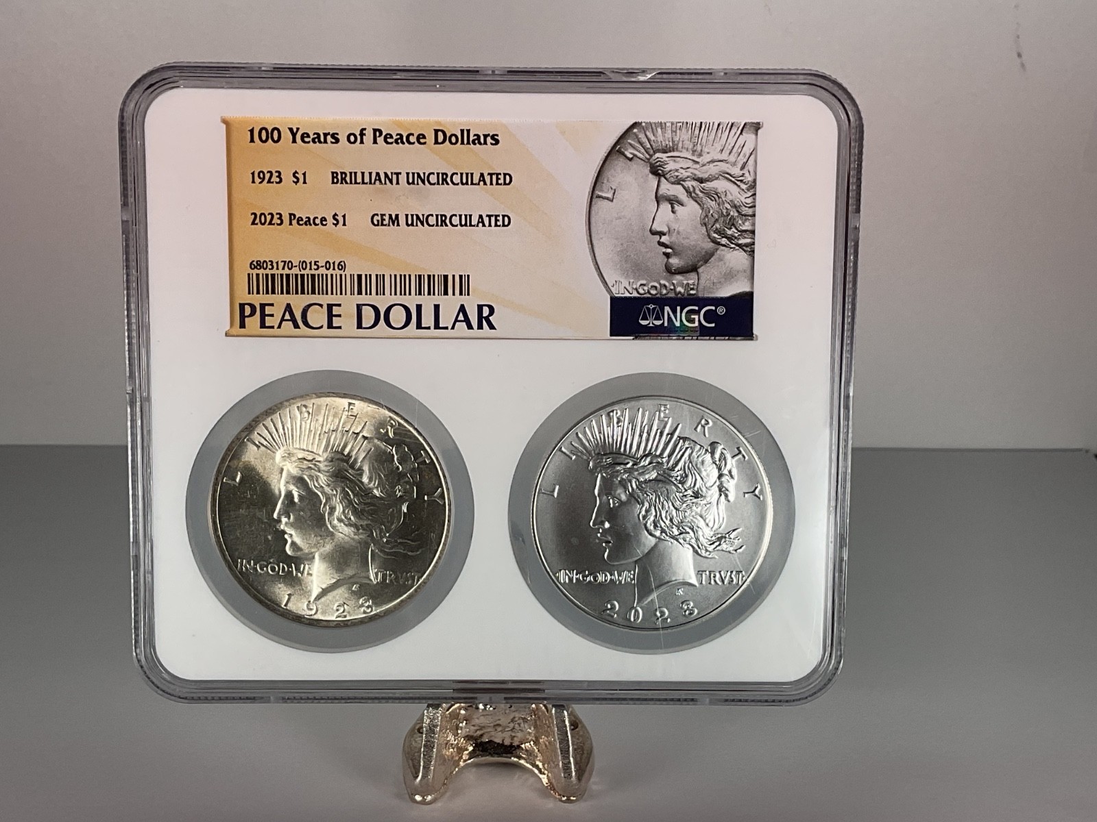 100 Years of Peace Dollars Silver 2 Coin Set NGC BU / GEM UNC $1 1923 & 2023