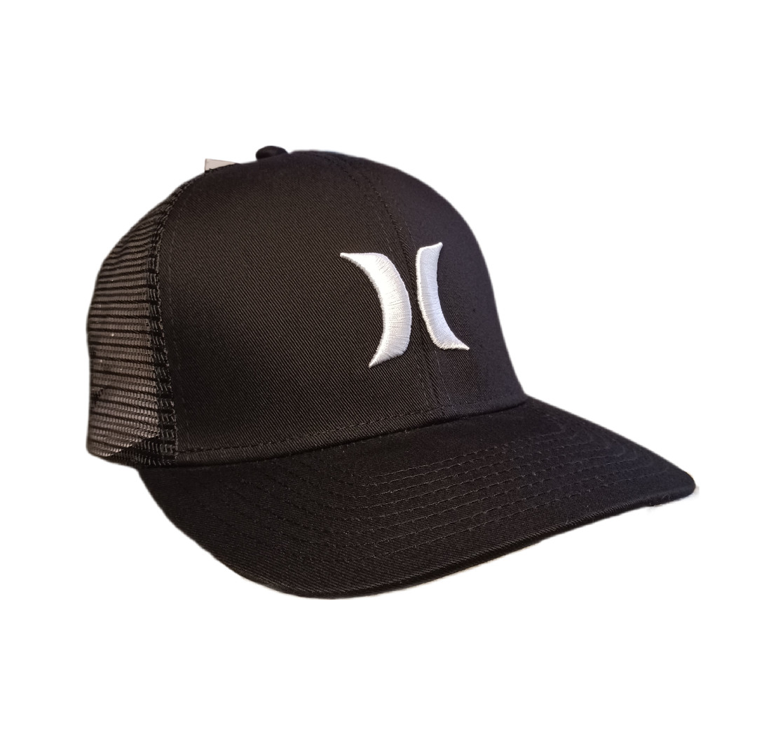 Hurley Mens Hat Cap Black Adjustable Snapback Del Mar Trucker Mesh Breathable