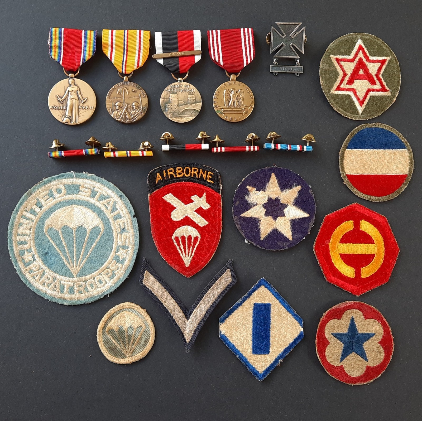 Named WWII Lot US Army Airborne Infantry Medals Paratrooper Patches Engraved GCM
