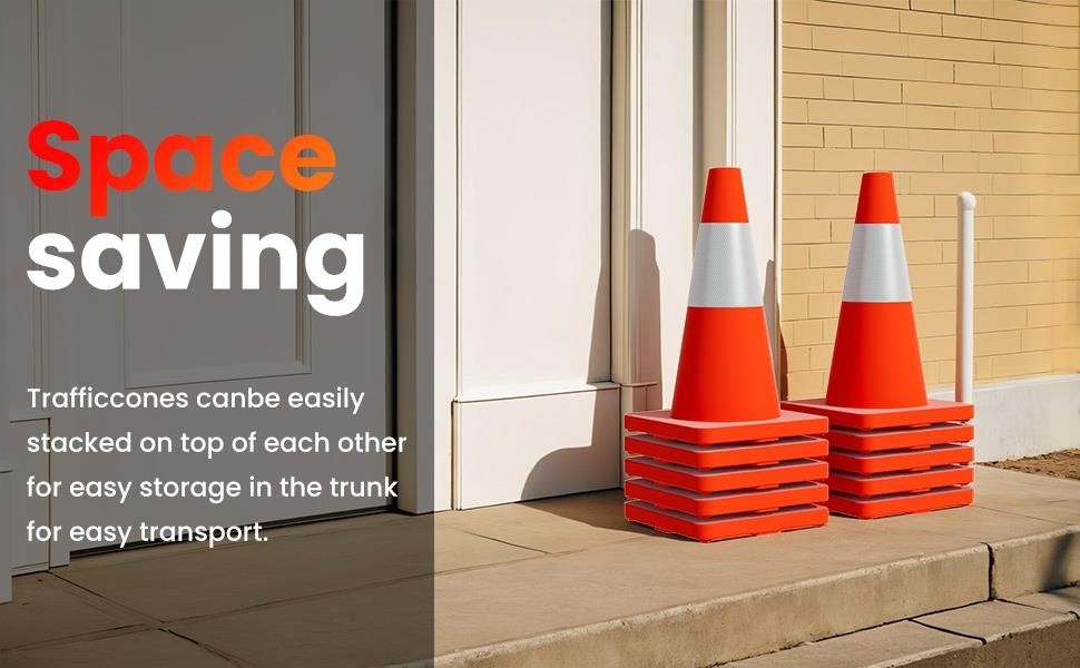 18" 20Pcs Traffic Cones w/ Reflective Collars Hazard Construction Cones