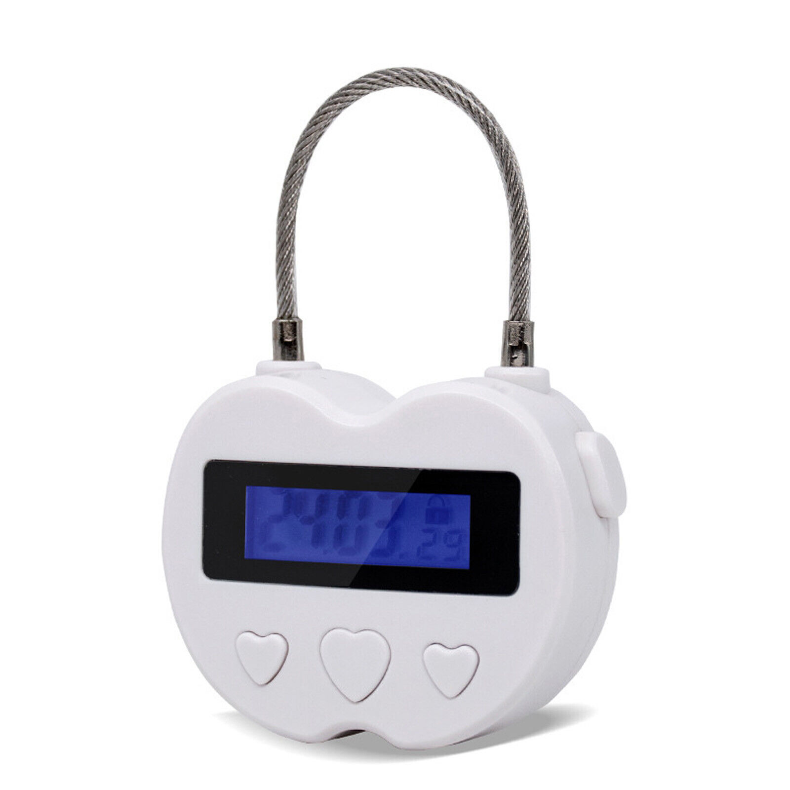 2PCS White USB Rechargeable Smart Time Lock LCD Display Temporary Timer Padlock