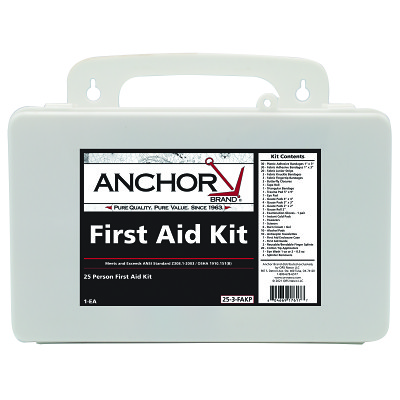 25 Person First Aid Kit, Plastic Case, Wall Mount ORS Nasco Anchor Brand