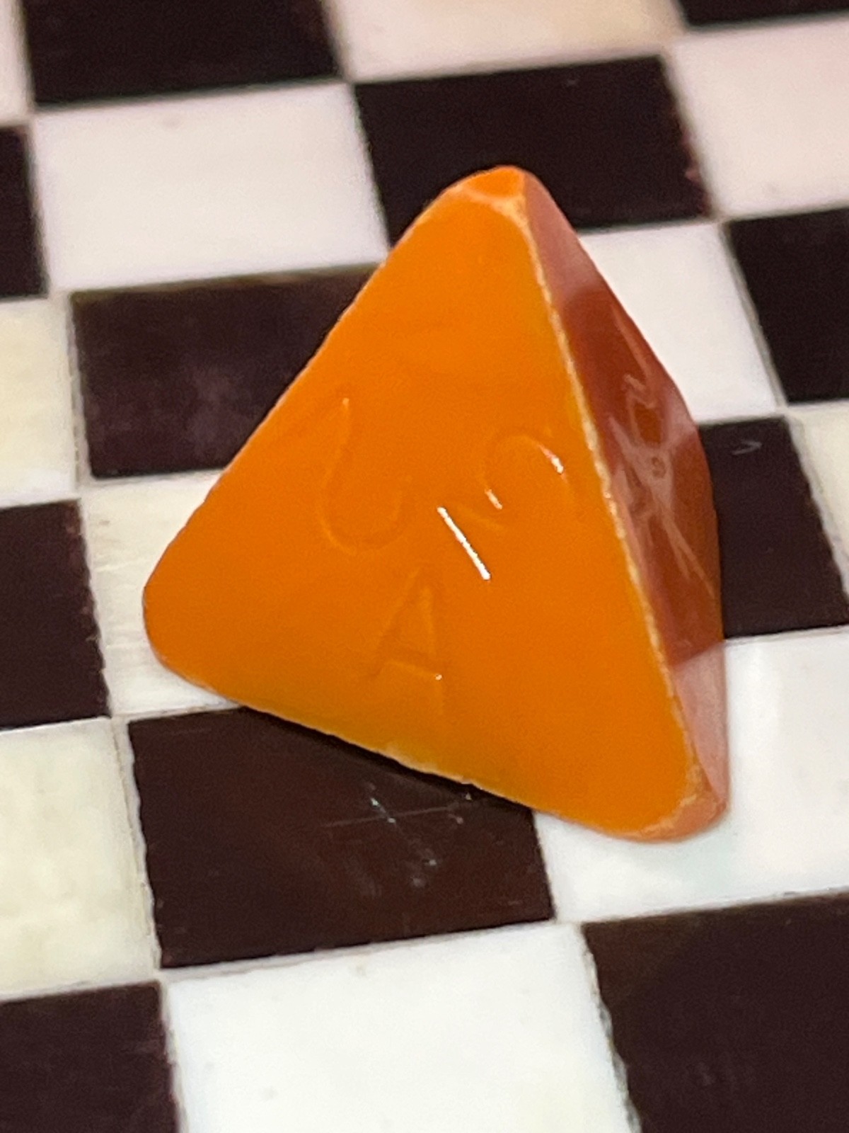 WOW CONDITION! Vtg 1st generation Armory d4 orange rpg ad&d dice 123124@