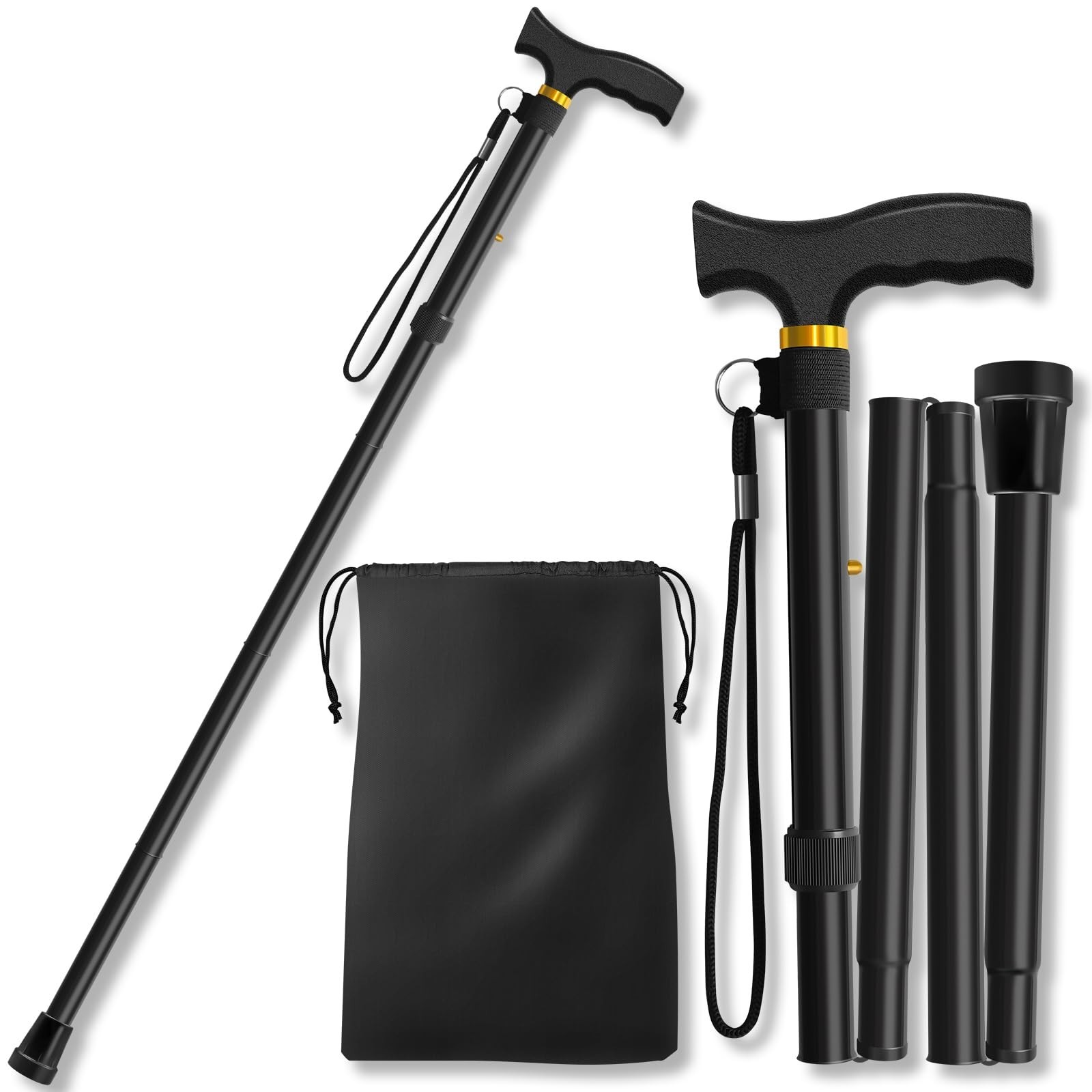 Folding Cane, Walking Poles with Adjustable Height, Canes for Men, Women and ...