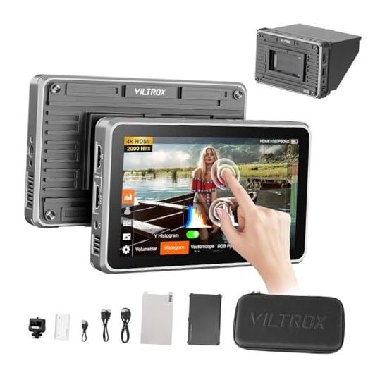 DC-X FHD 2000Nits 6" Touchscreen Camera Field Monitor, 4K HDMI DSLR with