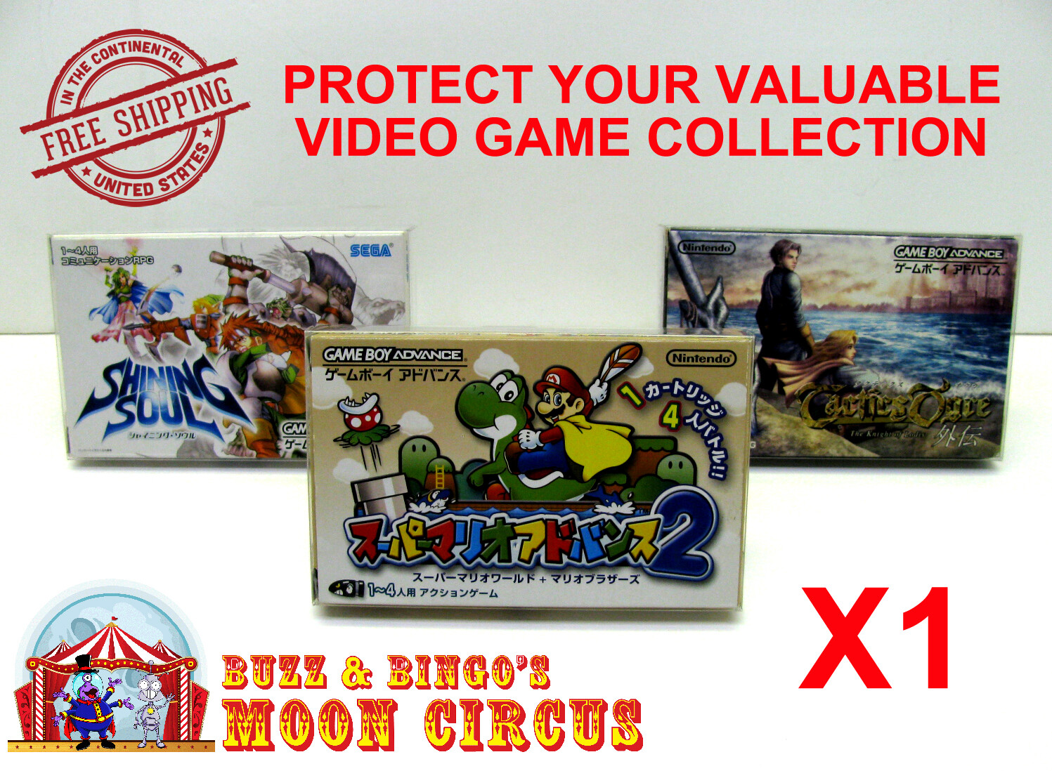 1X NINTENDO JAPAN GAME BOY ADVANCE CIB GAME - CLEAR PROTECTIVE BOX PROTECTORS