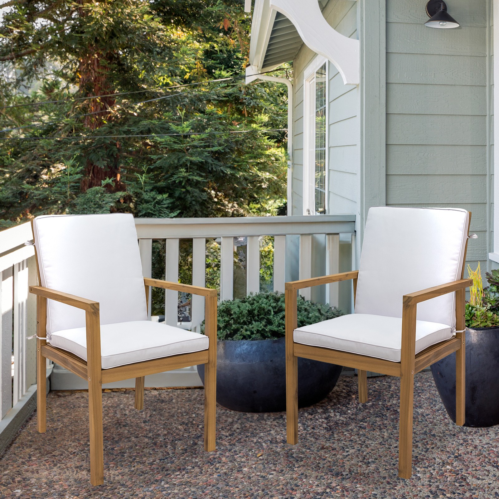Rodanthe Acacia Wood Outdoor Dining Chairs - Set of 2 - Natural by Sunnydaze