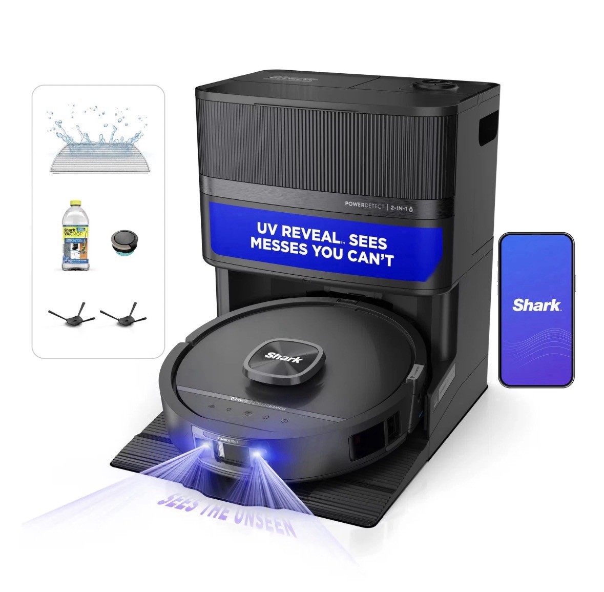 Shark - PowerDetect UV Reveal 2-In-1 Vacuum & Heated Mop - Black RV3020XE *NEW*